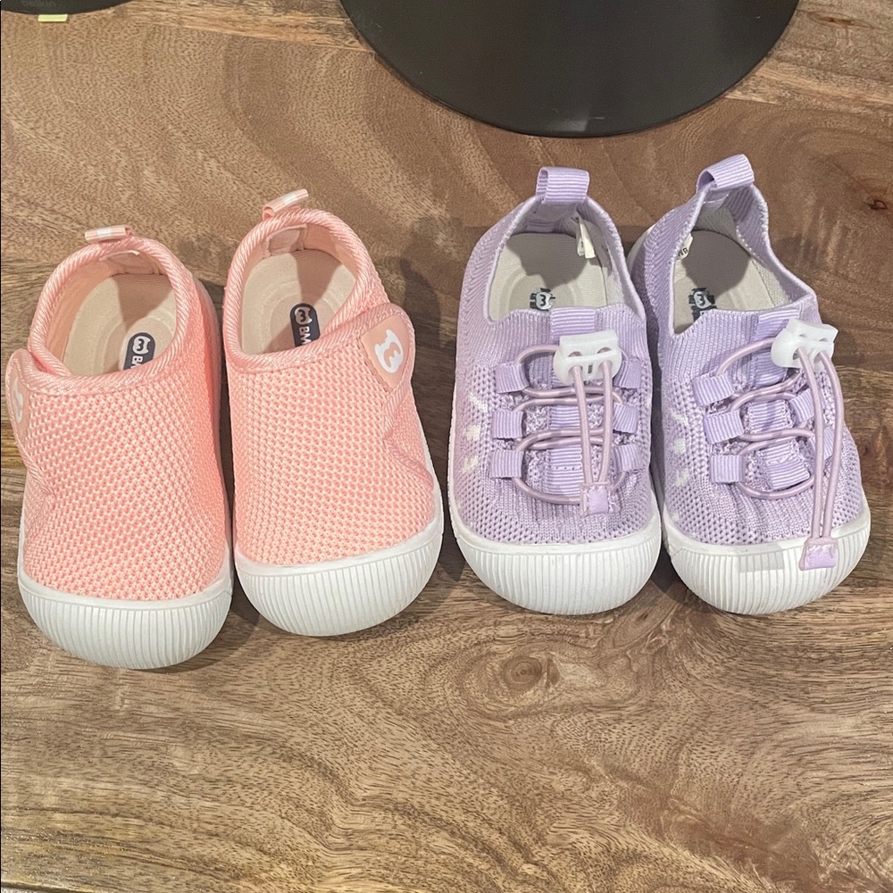 Toddler Pink and Lilac Mesh Slip-On Sneakers - Comfortable Everyday Shoes size 5